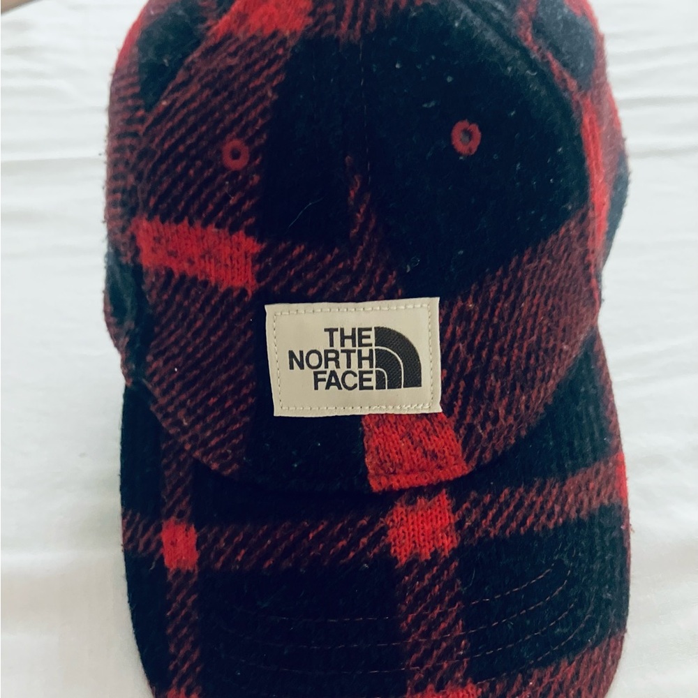 The North Face Red and Black Plaid Cap